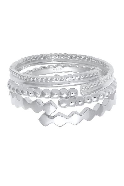 ELLI Stohovací sada dámských prstenů Open Geo Minimal Nastavitelná v 925 Sterling Silver