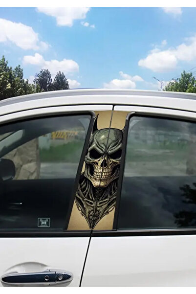 MegaSticker Araba Kapı Direği Kaplama Folyo Sticker Batman Kurukafa 25x50 Cm