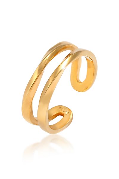 ELLI Ring Ladies Double Breasted Open Adjustable In 925 Sterling Silver