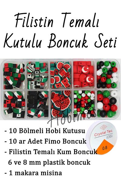 Hobimos Palestine Themed 10-Compartment Fish Tape Beads Set -12