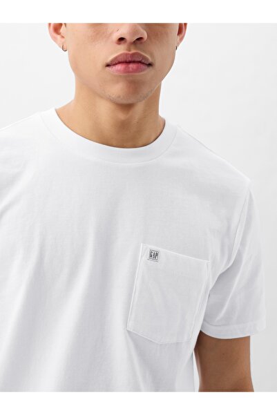 GAP Erkek Beyaz Organik Pamuk Cep Tişört