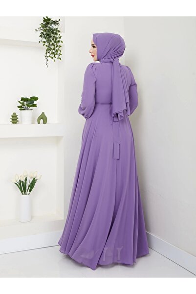 SERRA MODA TESETTÜR PİLİSELİ ABİYE ELBİSE VE ŞAL TAKIM