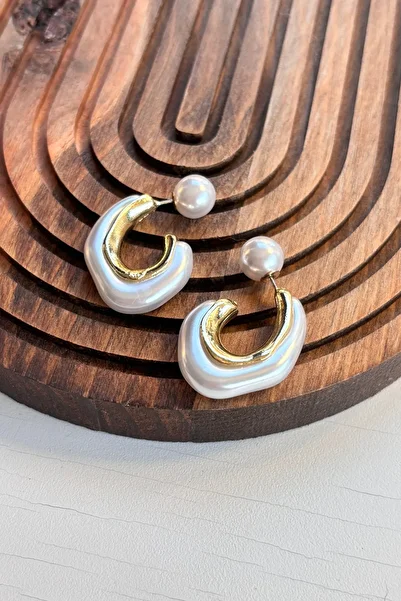 Berrin Silver Enameled White Dangle Pearl Closure Steel Earrings