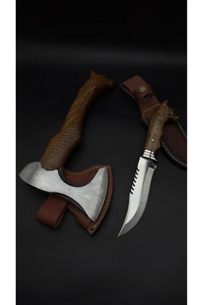 MT BIÇAK MAĞAZASI 2'Lİ KURT BAŞLI DOĞA & KAMP SETİ