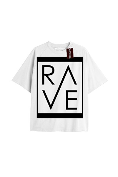 TIMESWASTINGIRL Tricou unisex supradimensionat cu text WHITE RAVE