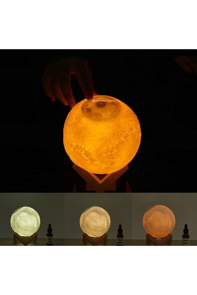 Fırsat7 3 Color Moon Light Night Light and Air Room Humidifier Steam Machine Device with 880 ml Water Tank