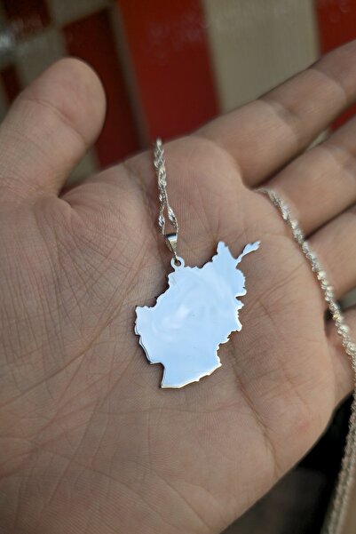 ESFA TAKI 925 Ayar Gümüş Afganistan Harita Kolye