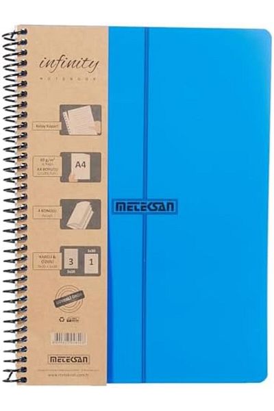 STOREMAX Metrashop Infinity Primary Series, A4, 4 Subject (3 Checkered, 1 Line) 120 Sheets Spiral with Pp Cover