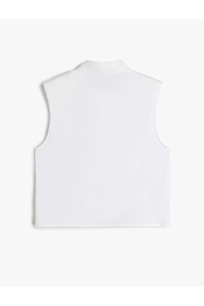 Koton Regular Fit Cotton Blended Sleeveless Padded Rhinestone Shirt