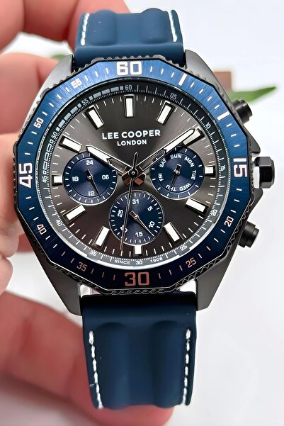 Lee Cooper Lc07848.699 Lacivert Renk Silikon Kordon Füme Renk Çelik Kasa Erkek Kol Saati Zmlc007