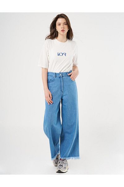 KYR Navy Blue Marine Fit Tasseled Denim Trousers