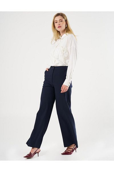 Kayra Wide Leg Classic Trousers Dark Navy
