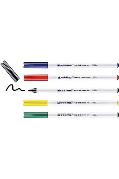 STOREMAX Niffashp 4600 Textile Markers - Black, Red, Blue, Green, Yellow - Set of 5 - Round Tip 1 mm