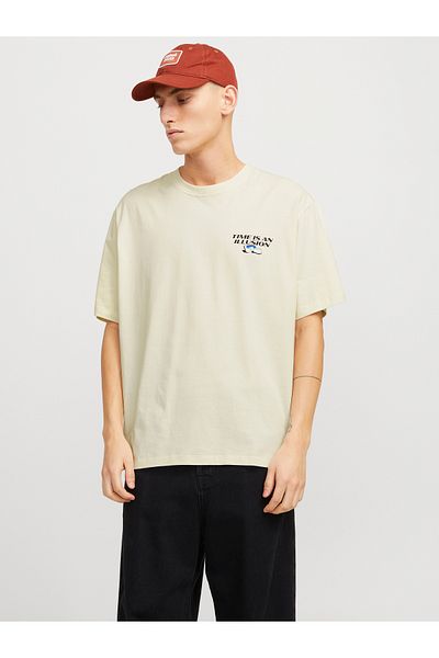 Jack & Jones Ανδρικό μπλουζάκι Jack Jones σε μπεζ - λαιμόκοψη, μοντέλο Ss, 12275396 -06