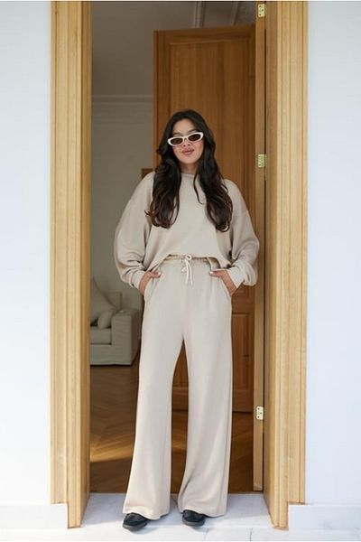 two in sis Beige Modal Tracksuit Set - Oys Set