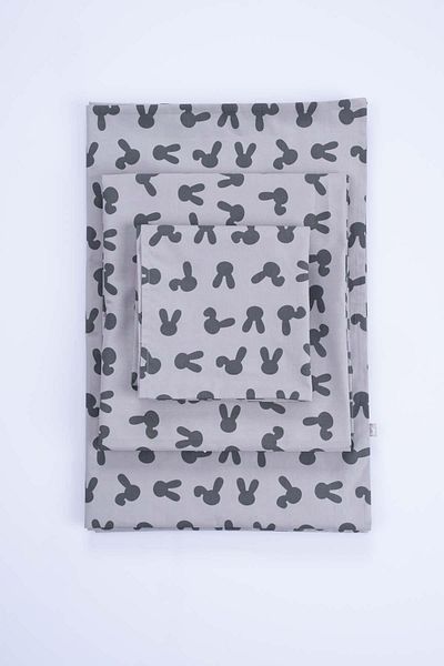 Boumini Gray Rabbit Eared 100% Cotton Baby Bedding Set