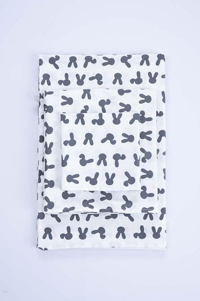 Boumini White Rabbit Ear - 100% Cotton Baby Bedding Set