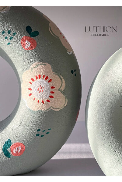 Luthien Design Mint Floral Donut Ring Vase Set