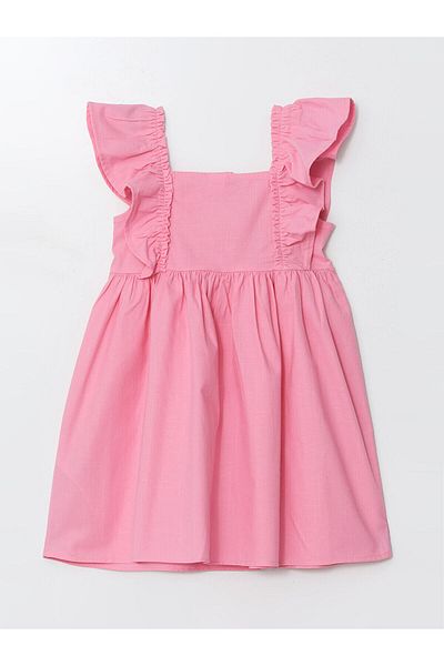 LC Waikiki Square Neck Linen Blended Girl's Dress