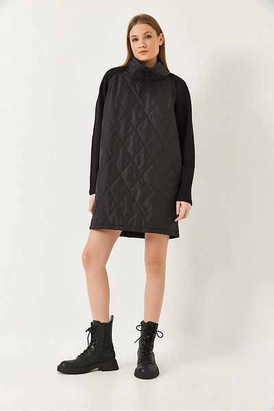 Bianco Lucci Women's Sleeves Scuba Fabric Quilted Sweat Coat 50063 Stk361