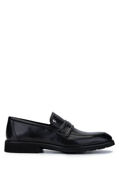 Tamer Tanca Men's Genuine Leather Black Loafer Shoes