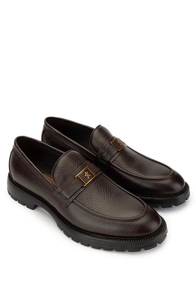 Tamer Tanca Men's Genuine Leather Brown Loafer Shoes