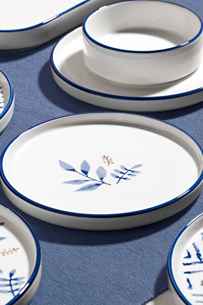 Nehir Blue Orange 6 Kişilik 13 Parça Seramik Kahvaltı Takımı