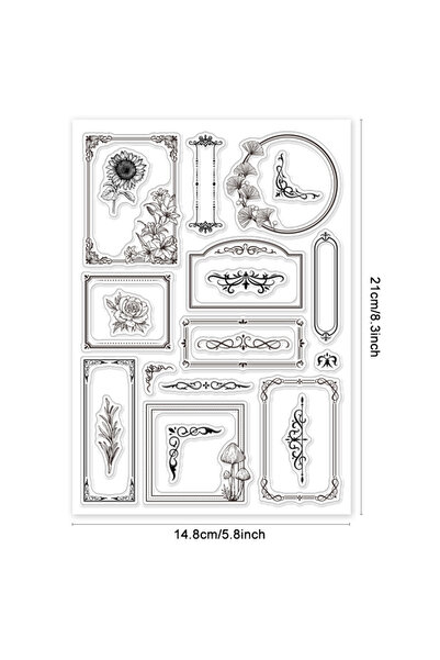 Choice AECH-15291 طوابع شفافة ذات حدود نباتية، أشكال متنوعة لصنع البطاقات، ورود، فطر، دانتيل، ذرة