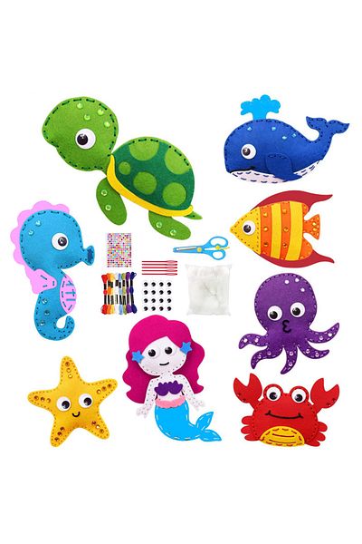 Choice A Sea Animals Sewing Kit For Kids Sea Animals Craft Kit Sewing Stuffed Animals Felt Plush Ornaments.