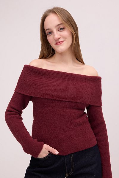 Addax Soft Textured Madonna Collar Knitwear Sweater K3383-B6