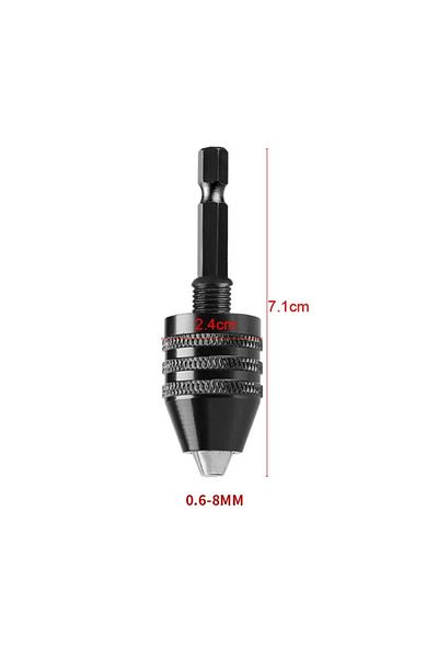 DUTRIEUX 0.6-8mm Keyless Drill Chuck 0.3-8mm Self-tighten Electric Drill Bits Collet Fixture Tools 1/4" Hex S
