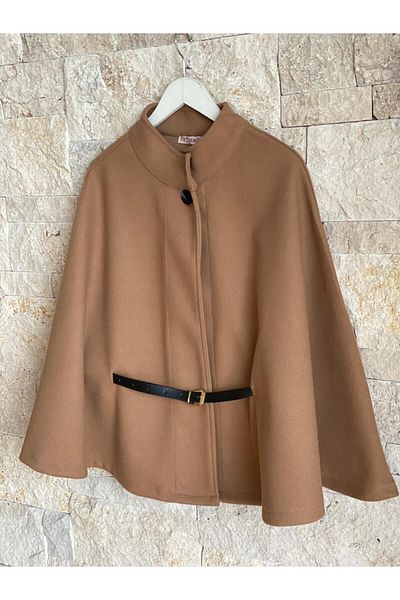 Hatun Atila Women's Belted Stamped Cloak Poncho