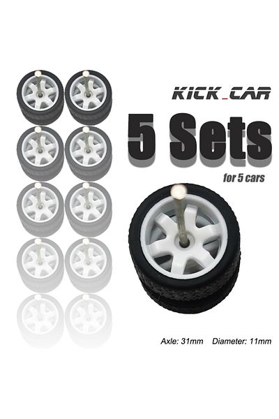 Choice Toy708 1/64 Wheels With Fixed Black Rubber Tires Six Spoke For Toy Model Diecast Cars Refiting Parts