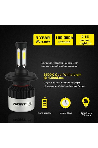 Choice مصابيح أمامية للسيارات فائقة السطوع H7 Nighteye H7 Led H4 Led H8/h9/h11 Hb3/9005 Hb4/9006 لمبة سيارة 72 وات 9000