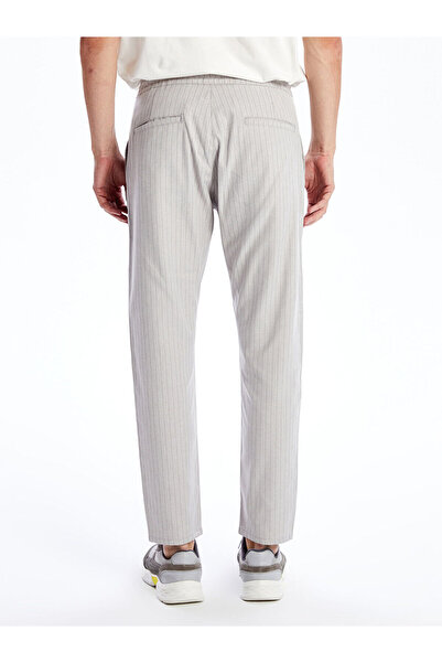 LC Waikiki Γκρι ανδρικό παντελόνι με ρίγες τυπικής εφαρμογής