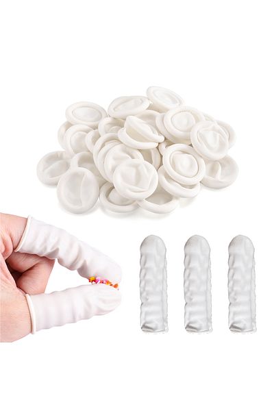 AGCFABS 50/100Pcs Protective Fingertip Natural Rubber Gloves Disposable Latex Finger Cots for DIY Epoxy R...