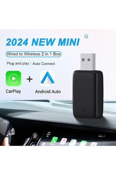 Choice Black New Mini 2in1 Wireless Carplay Adapter And Android Auto Wireless Adapter Plug And Play Wired