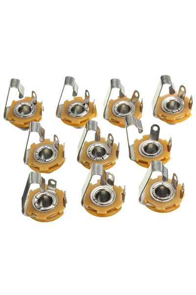 Choice 10pcs 10pcs 6.35mm / 6.5mm 1/4"" Stereo Plug Jack Audio Female Connector Solder Welding Type Panel S