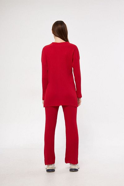 cankids Women's Red Women's Ribbed Report & Sweatpants, Casual Home Wear Pajamas Set