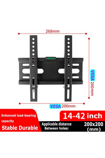 Choice حامل حائط Pts002-2 لتلفزيون LCD LED قابل للتعديل والانحناء لدعم قوي لمقاس 14 بوصة إلى 42 بوصة حتى 4