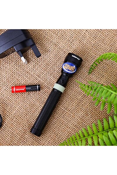 Geepas Rechargeable LED Flashlight, 800m Range Distance | Aluminium Body | Lifetime Warranty CREE LED
