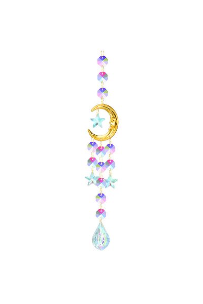 Choice B 1 Piece Crystal Wind Chime Suncatcher Bedroom Balcony Patio Sun Moon Prism Pendant Good Home Deco.