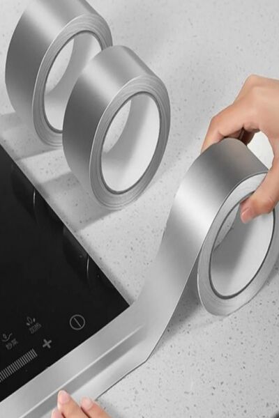 CNGZSHOP Alüminyum Kendinden Yapışkanlı Su Sızdırmaz Yanmaz Bant Baca Tamir Bandı Ocak Kenarı Tezgah Bant 5mt