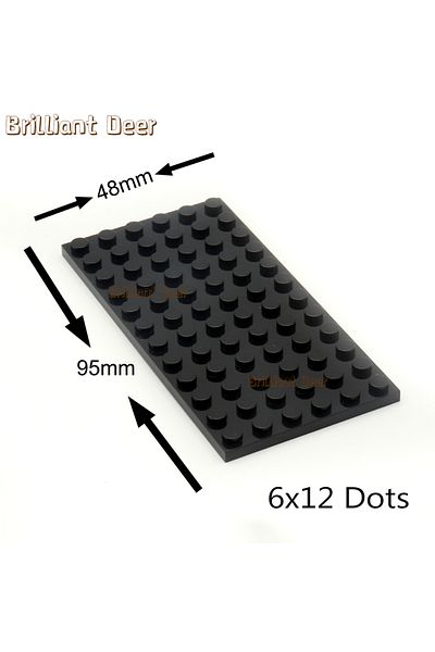 Brilliant Deer 10pcs Black 10pcs 6x12 Dots Base Plate Classic Moc Diy City Figures Building Blocks Bricks Parts Com
