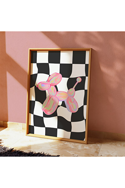 DES VU PRINT Neon Balon Köpek Posteri, Çerçevesiz Poster