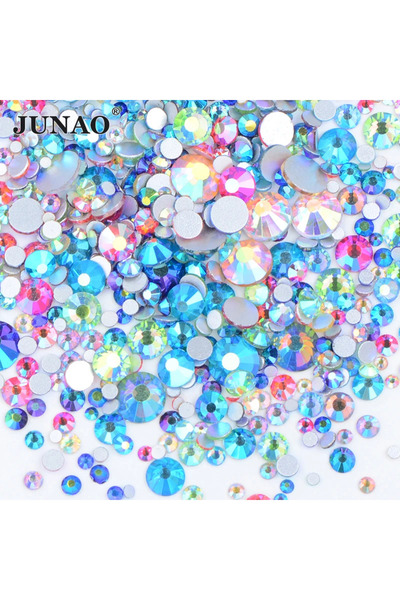 Choice Mix AB SilverBase JUNAO 1400pcs Mix Size Mix AB Color Glass Rhinestone...