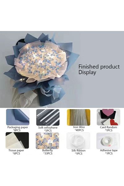 Choice A 3 Colors Butterfly Bouquets Material Set With Light String Diy Handmade Wedding Dinner Party Birt.