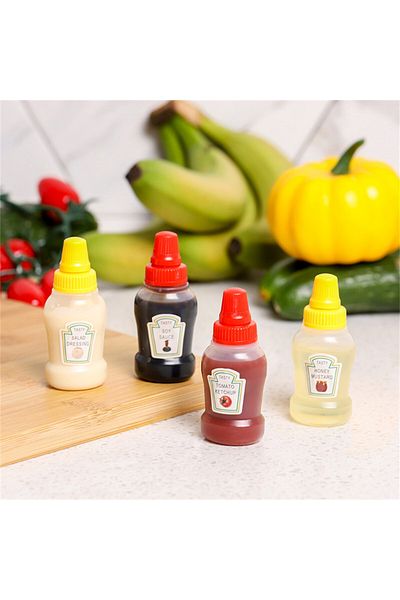 Choice 4pcs 4pcs Mini Condiment Bottles Portable Seasoning Storage Containers Jars Bbq Office Dressing Disp