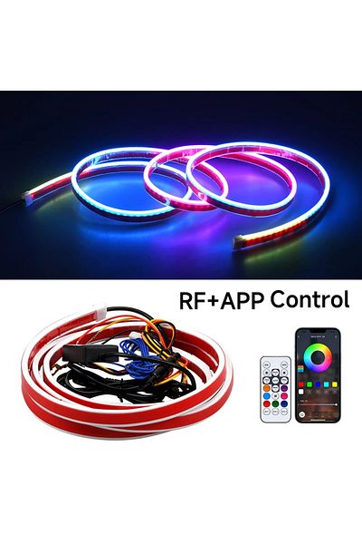 Choice 180 سم RF وتطبيق 12 فولت LED غطاء محرك السيارة ضوء RGB مع إشارة الانعطاف DRL متعدد الوظائف التحكم في التطبيق نيون