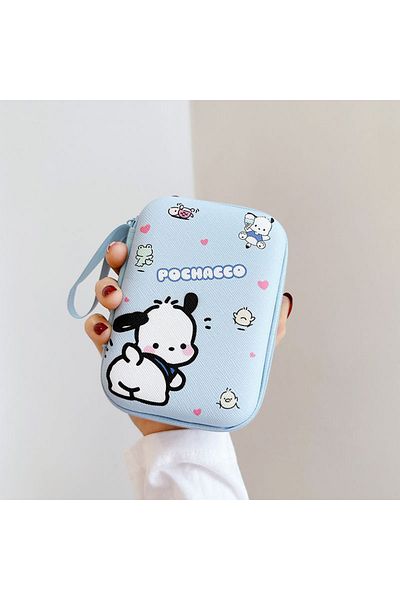 Choice 5 Anime Sanrio Hello Kitty Kuromi Storage Bag Pochacco Storage Box Data Cable Charger Travel Earpho.